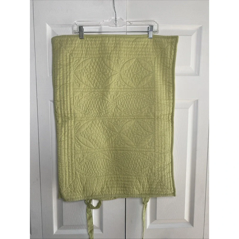 Pottery Barn Quilted Medallion Pillow Sham Standard Green Cotton Linen‎ Blend